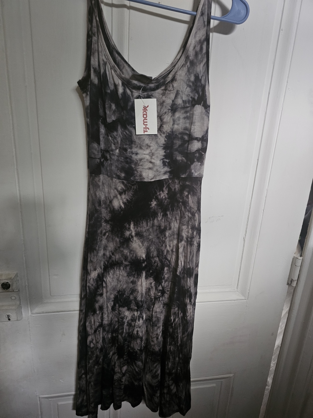 Olivia Rae Tie-Dye Midi Dress - Black & Gray